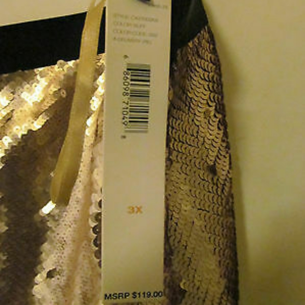 DKNY Gold Sequin  plus skirt NWT